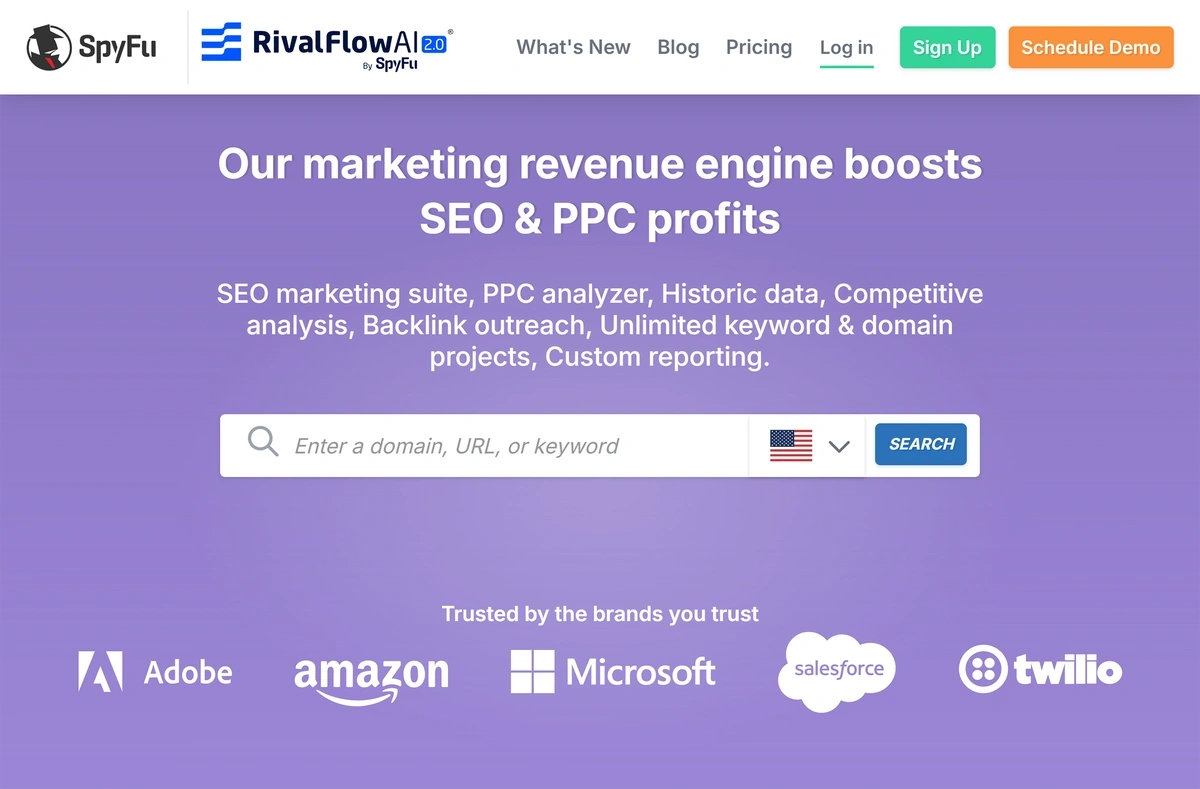 spyfu homepage