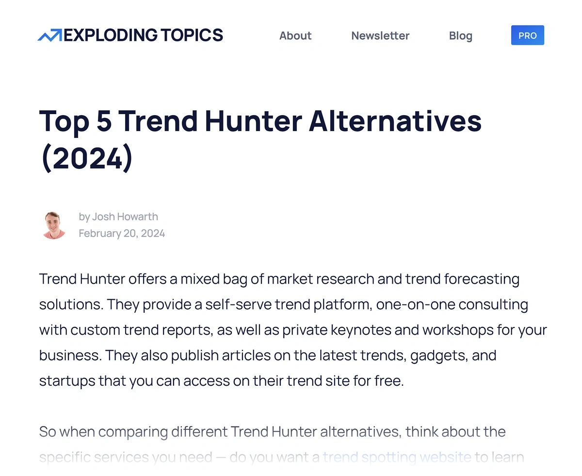 Exploding Topics – Trend Hunter alternatives post