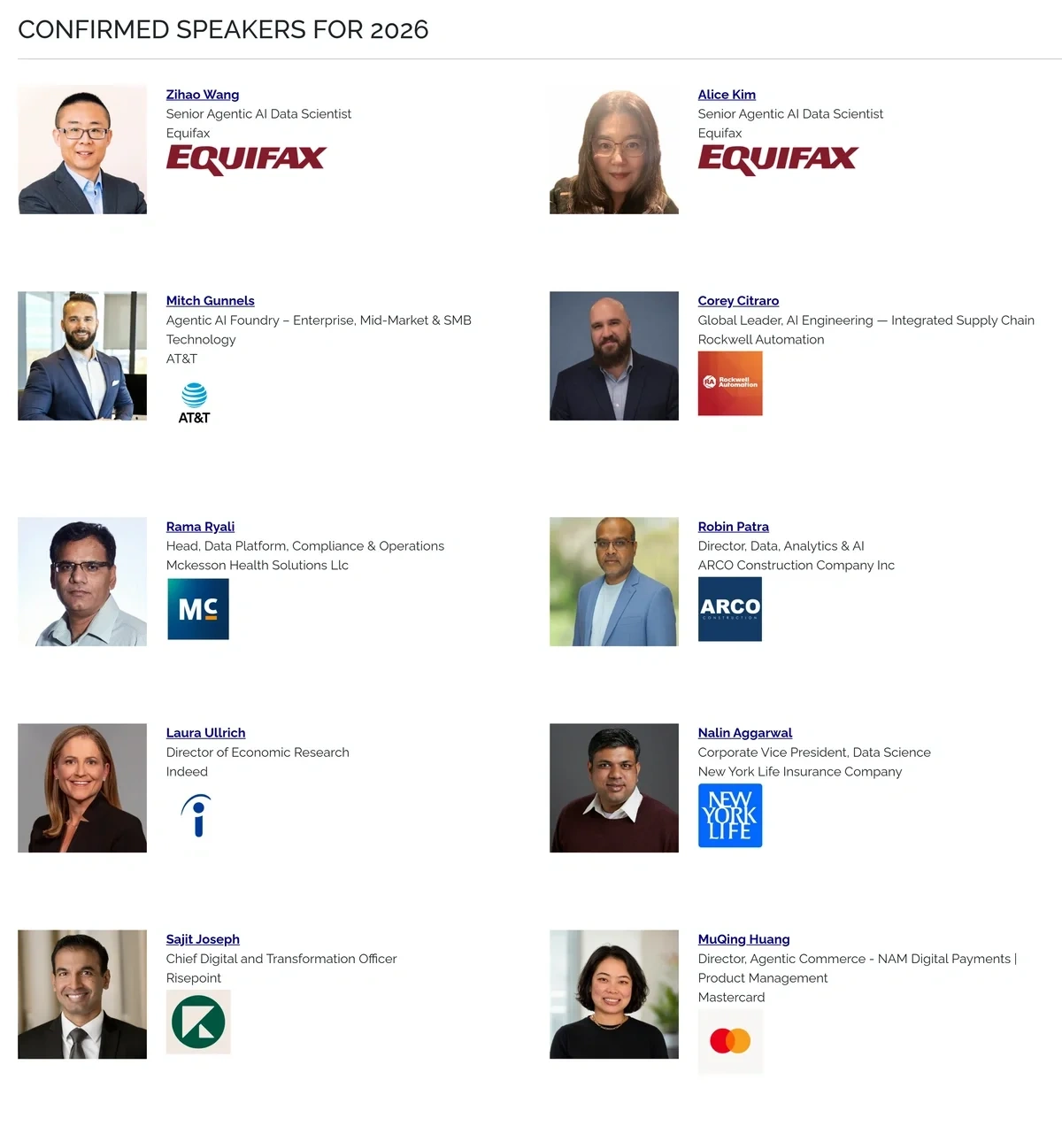Selection of speakers at Agentic AI Week 2026