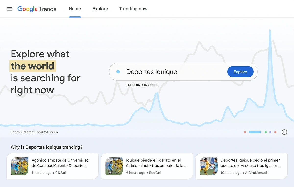 Google Trends homepage