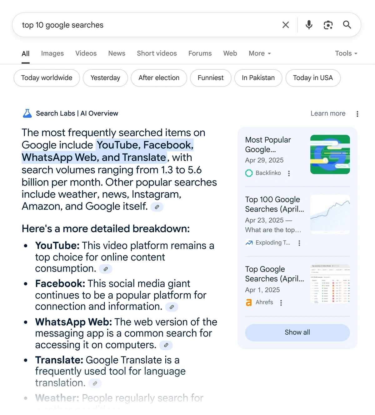 Example of an AI Overview