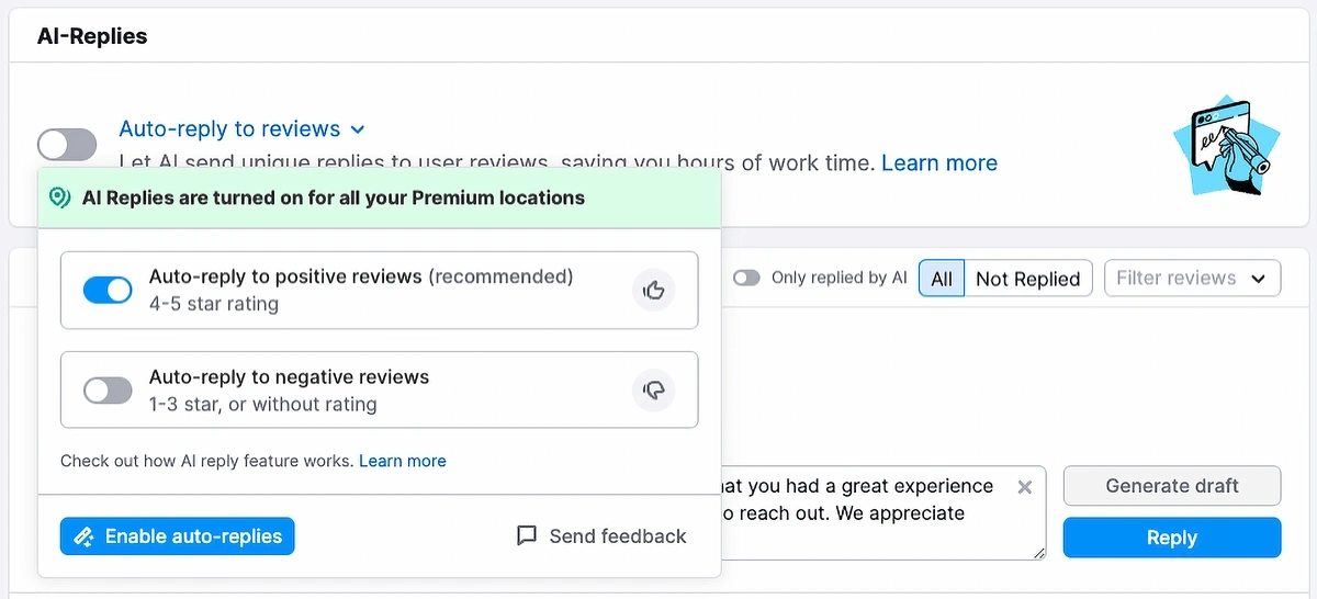 Semrush local auto-replies