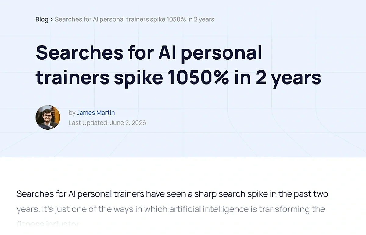 Mock-up article based on Exploding Topics trend data