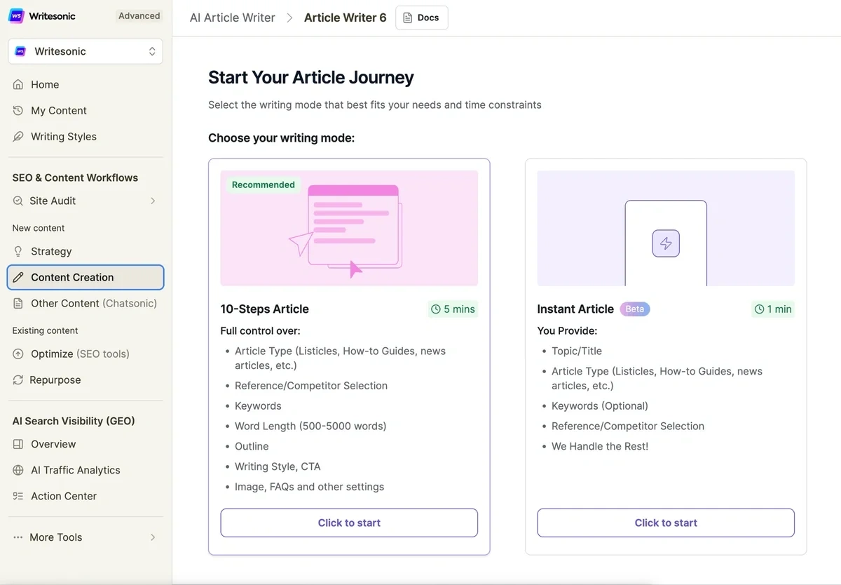 Writesonic Article Writer