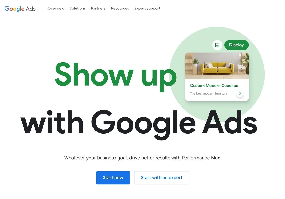 google ads signup page