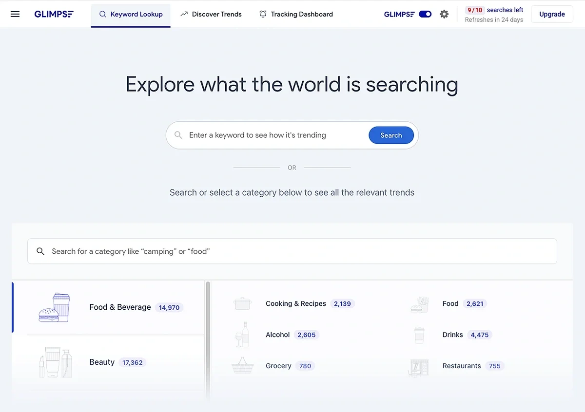 A purple and white overlay appears on top of Google Trends.
