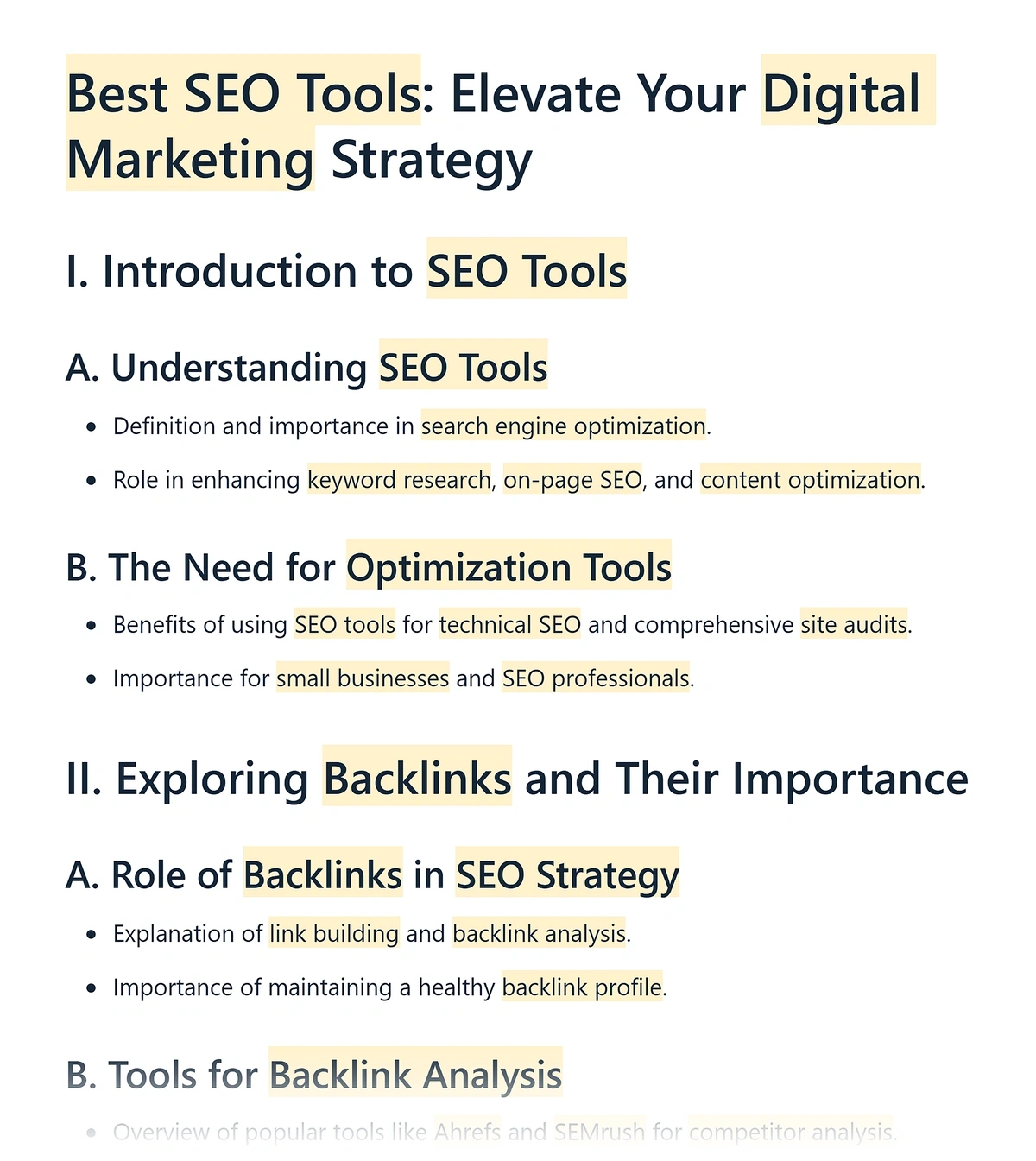The Clearscope AI generates outlines based on SERP competitors' headings