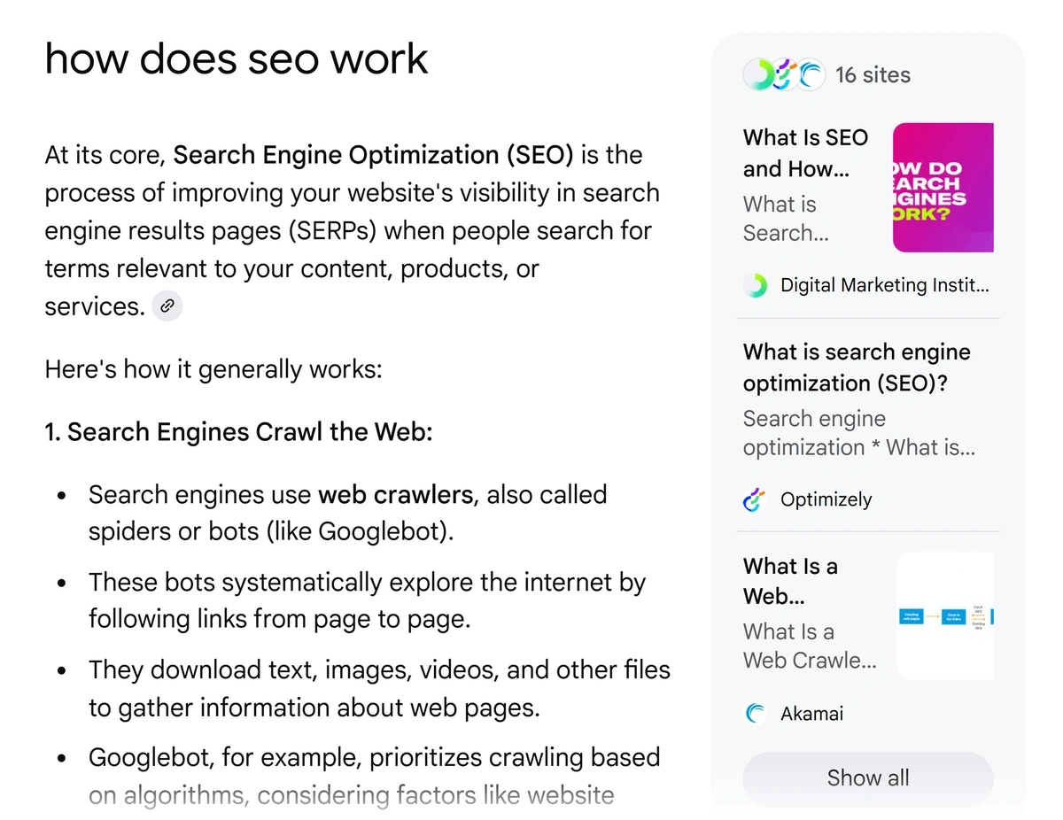 Google AI Mode query response