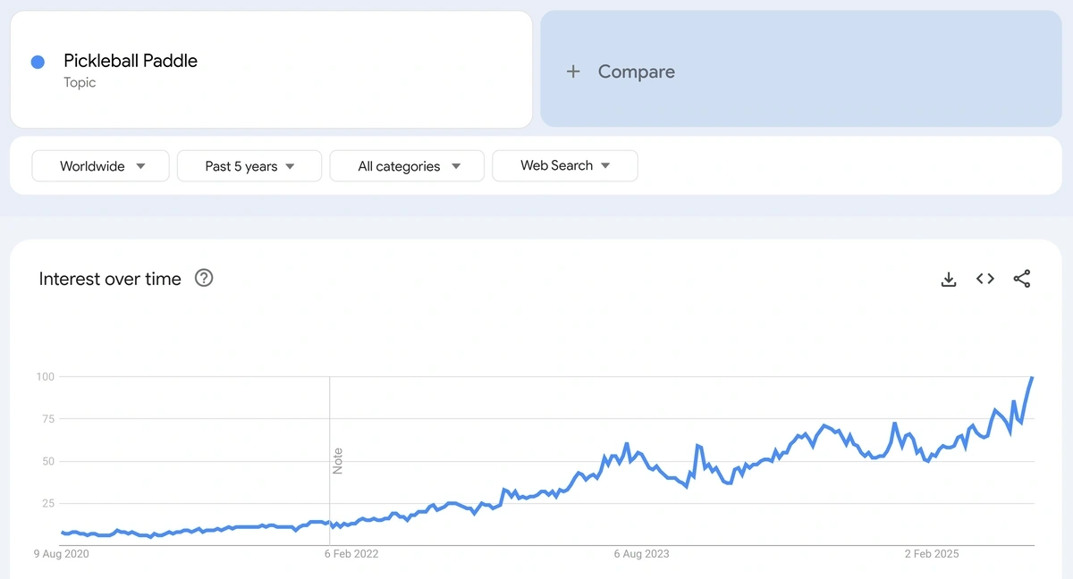 Google Trends data for "pickleball paddle"