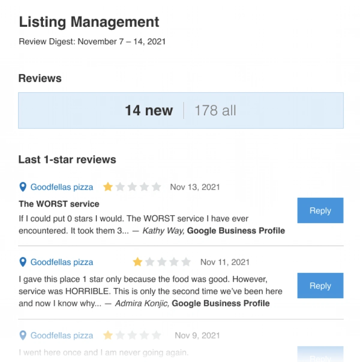 Semrush local negative review alerts