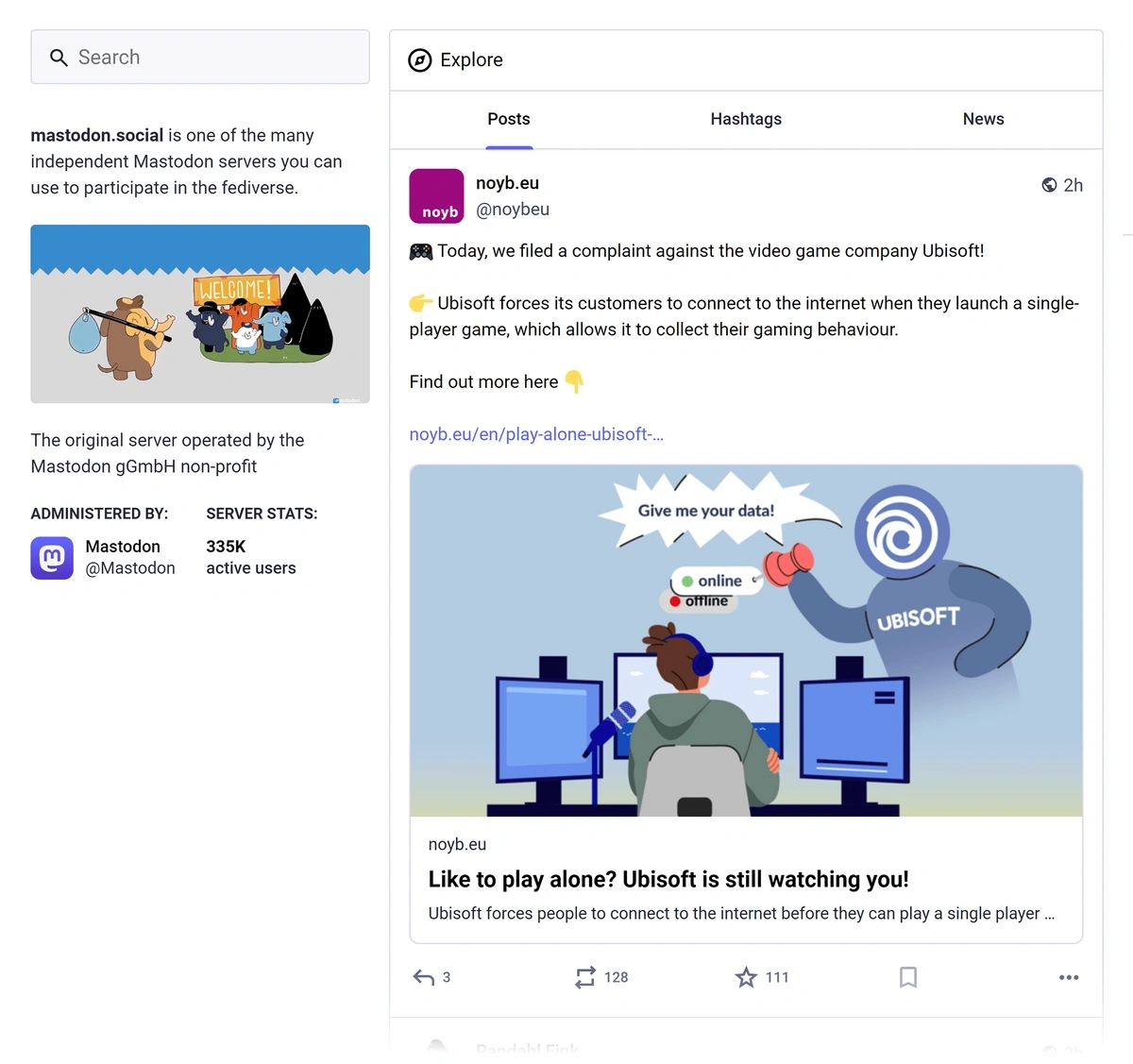 A home feed on Mastodon.social