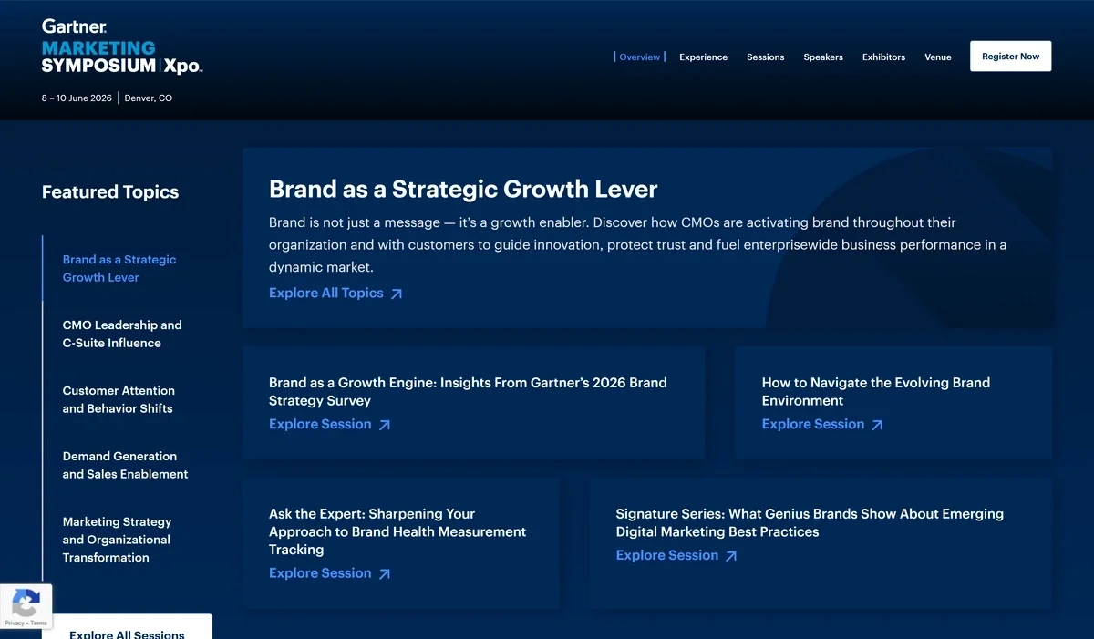 Topics at the 2026 Gartner Marketing Symposium