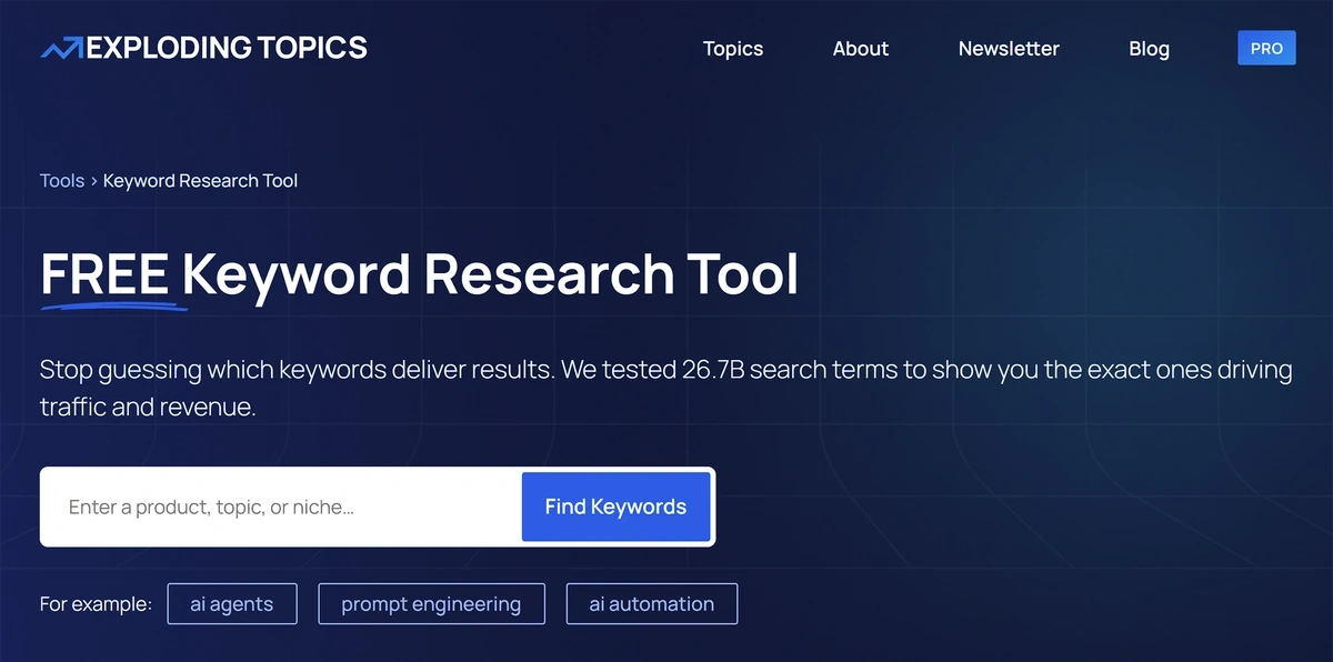 Exploding Topics Free Keyword Research Tool