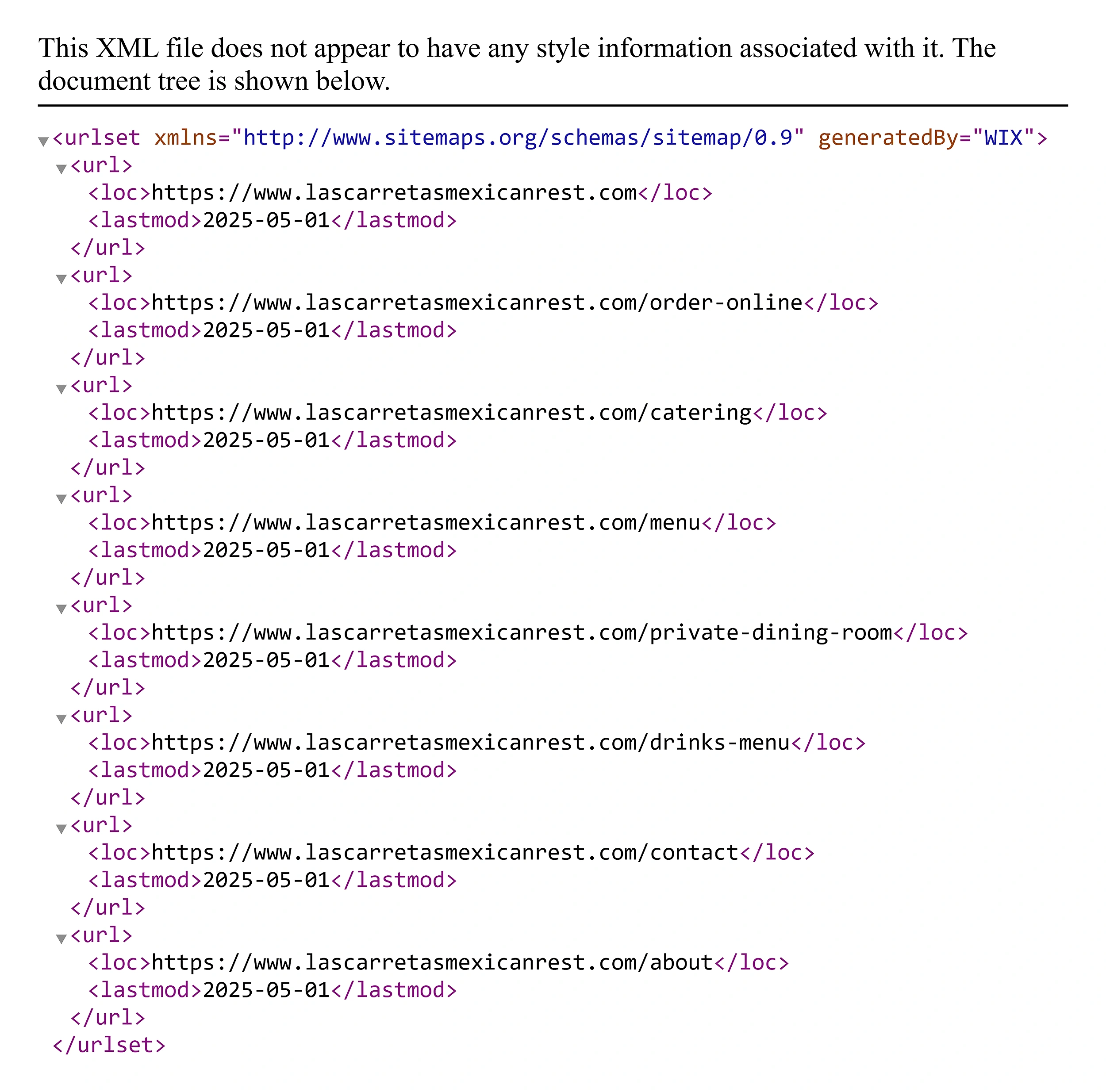 An XML sitemap