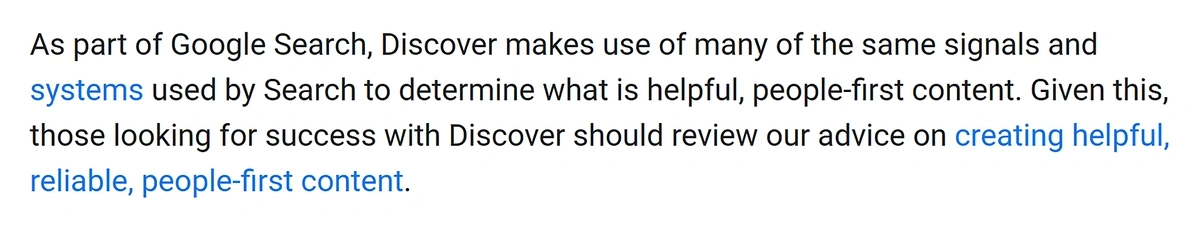 Google guidelines for Discover optimization