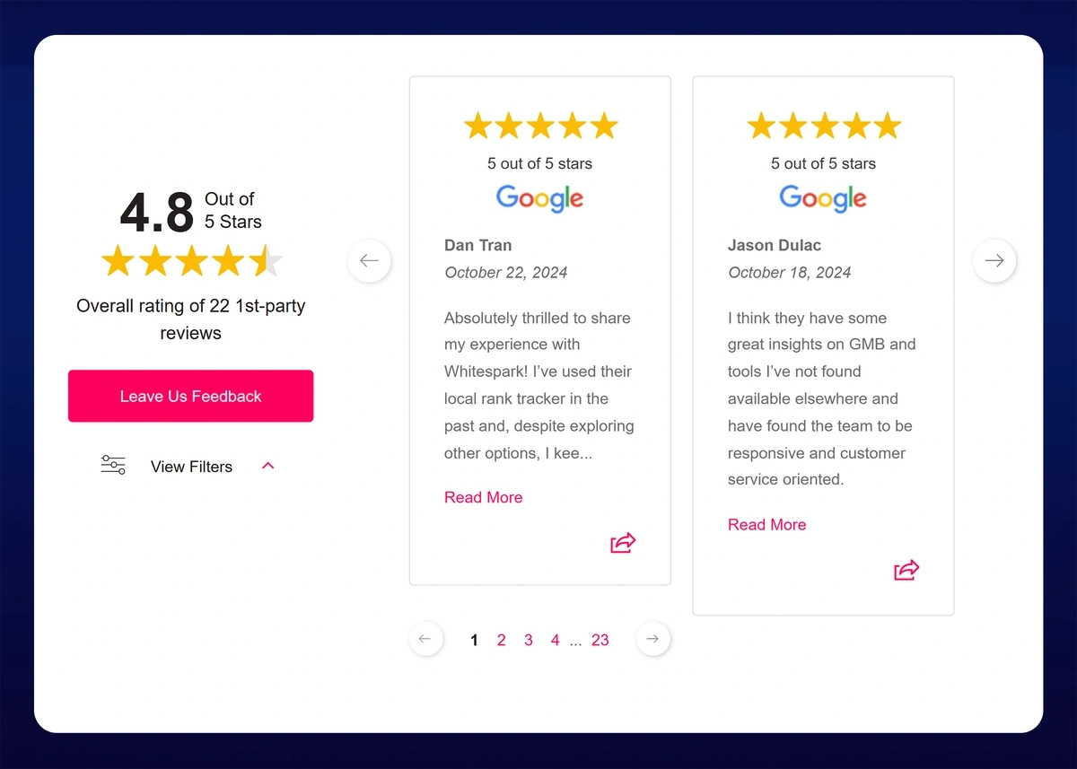 whitespark review widget