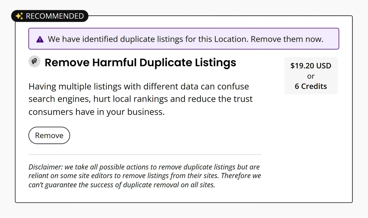  brightlocal duplicate removal service