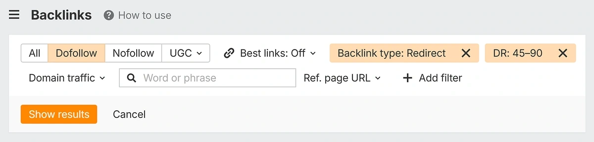  ahrefs backlink filters