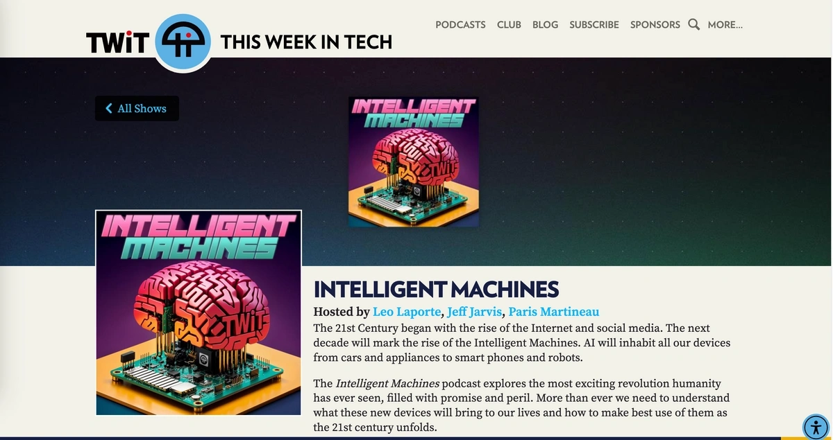 Screenshot of Intelligent Machines podcast