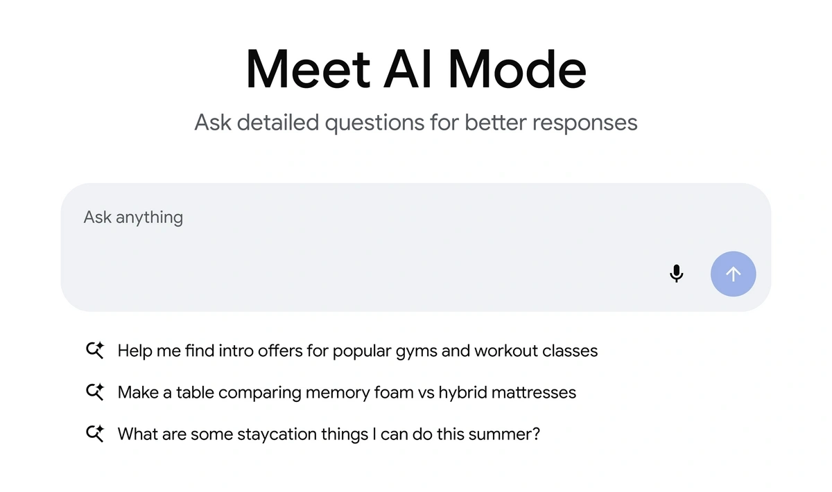 Google AI mode homepage