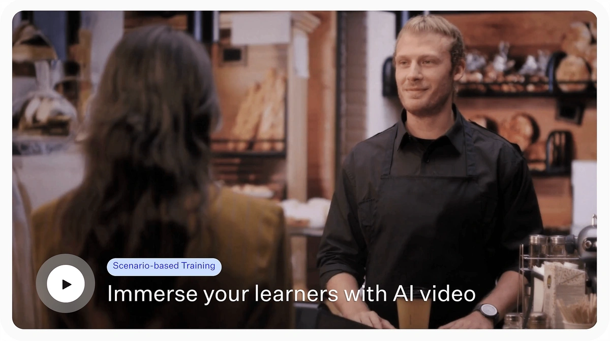 A still from a scenario-based Colossyan training video