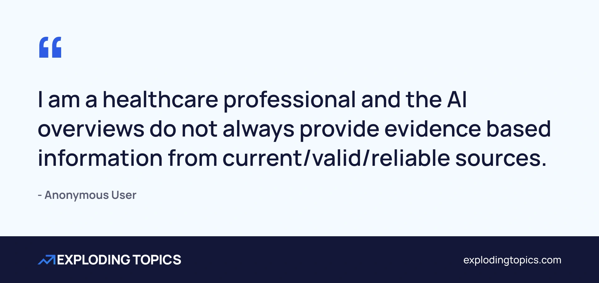 Quote: I am a healthcare professional and AI Overviews do not always provide evidence-based information