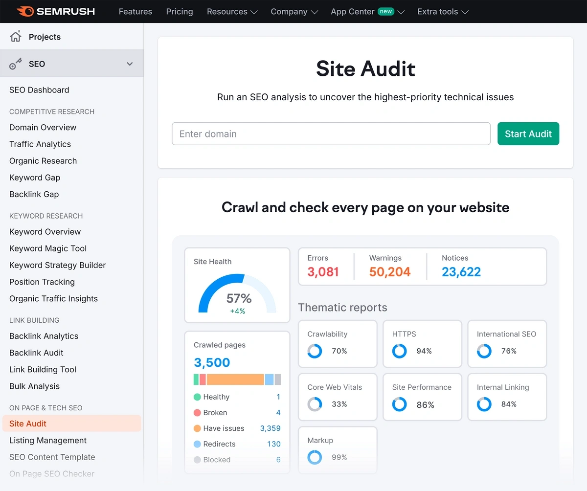 Semrush Site Audit