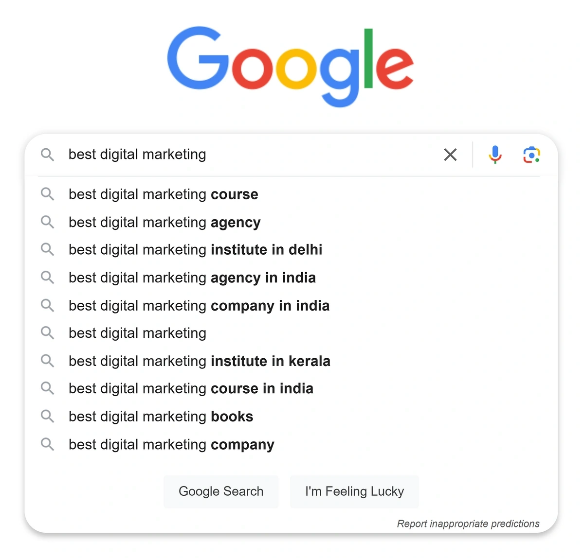 Google search suggest – Best digital marketing