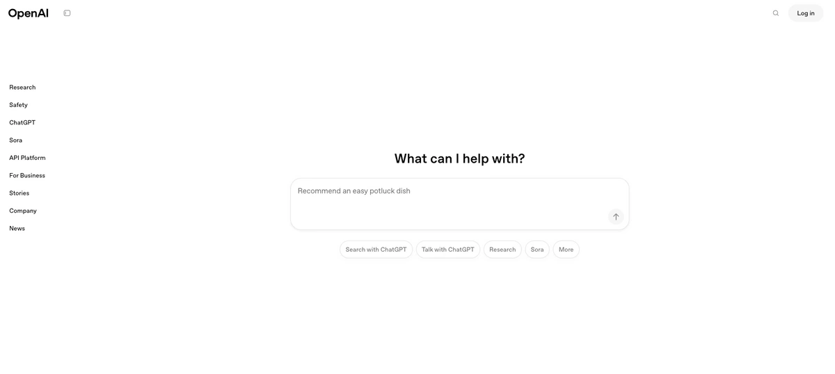 OpenAI homepage