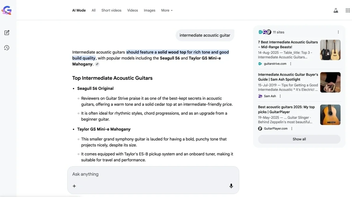Conversational search in Google AI Mode
