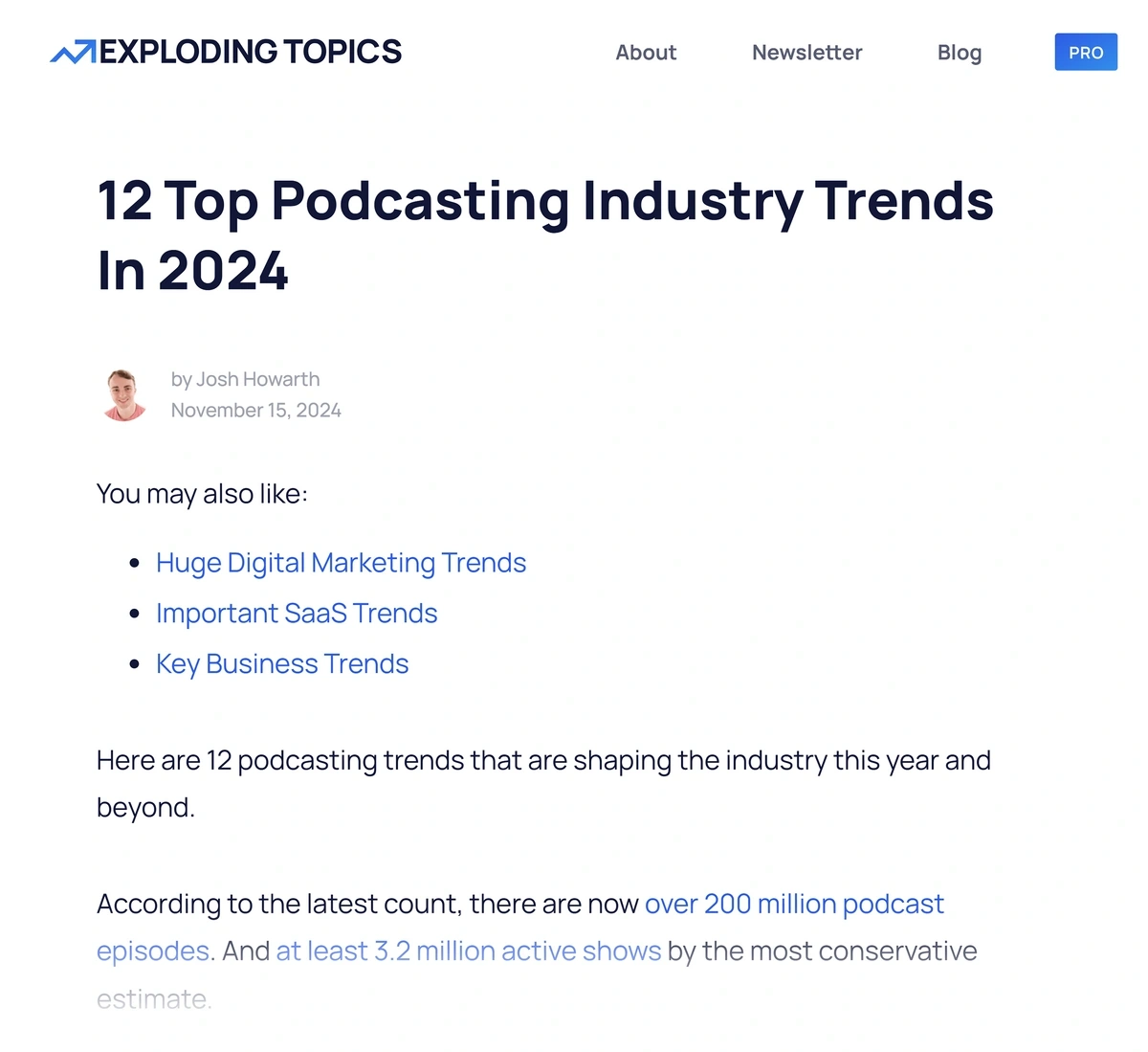 Exploding Topics podcasting trends post