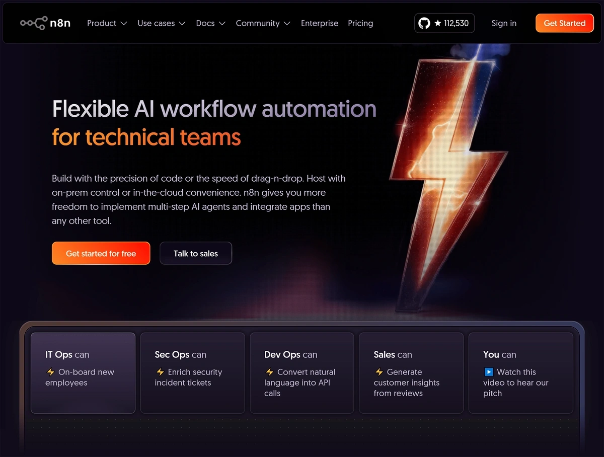 n8n homepage