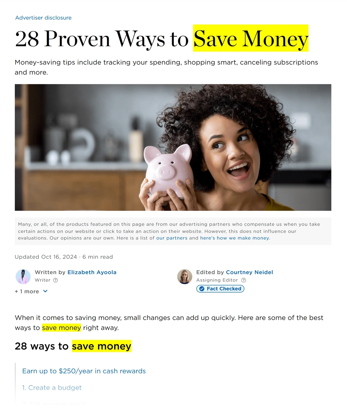 Search webpage for how to save money shows where that keyword appears in the text