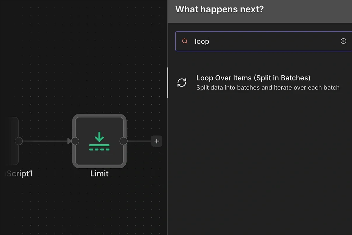 Adding the Loop Over Items node