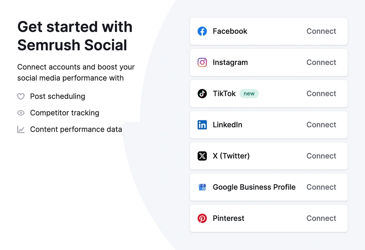 Semrush social connect page