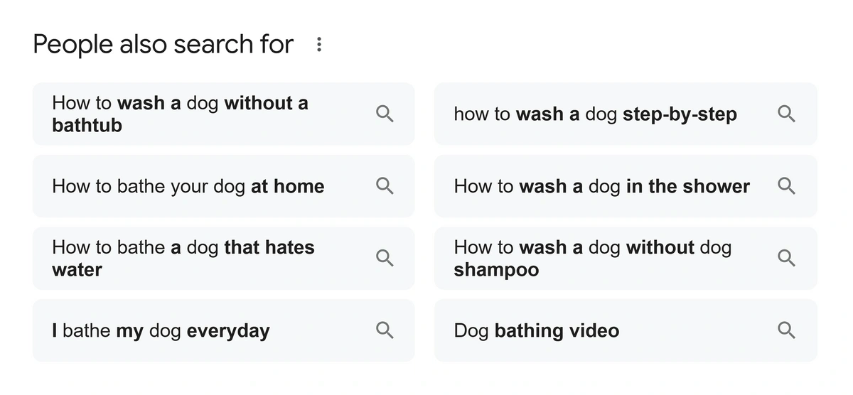 Google related search suggestions