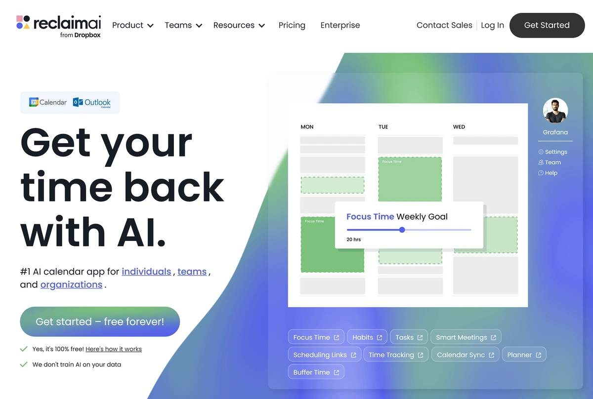 Reclaim.ai smart calendar