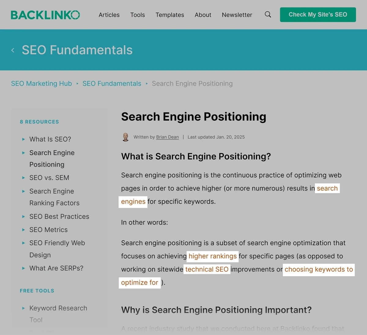 Helpful content linked from Backlinko article