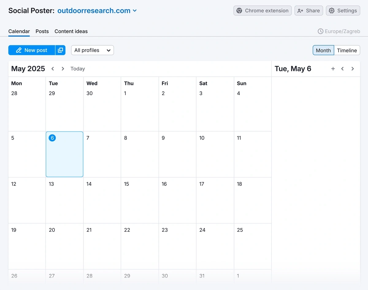 Semrush social calendar