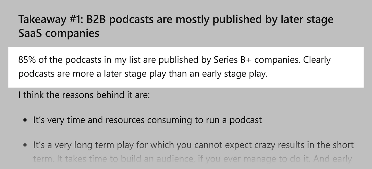 Podcast statistics from LinkedIn post