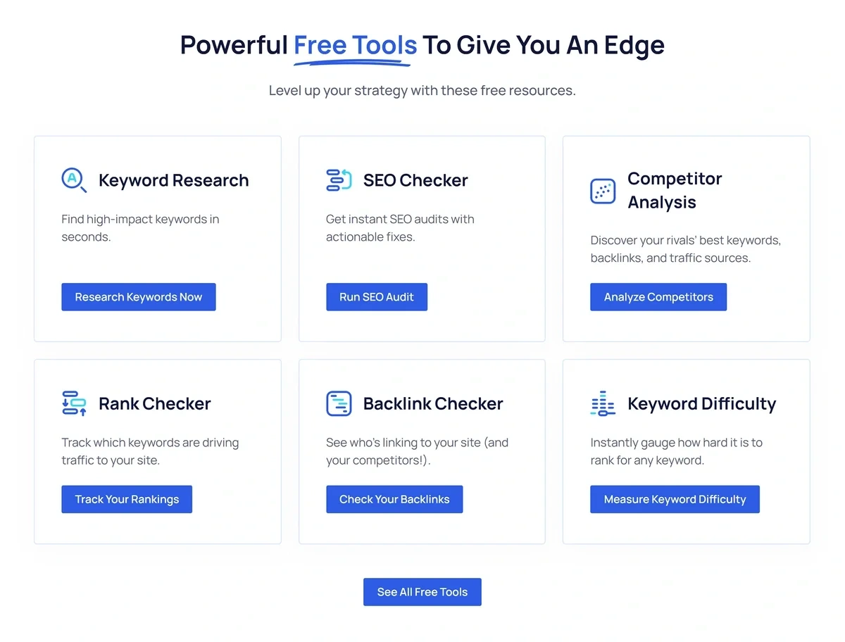 Free tools on Exploding Topics homepage