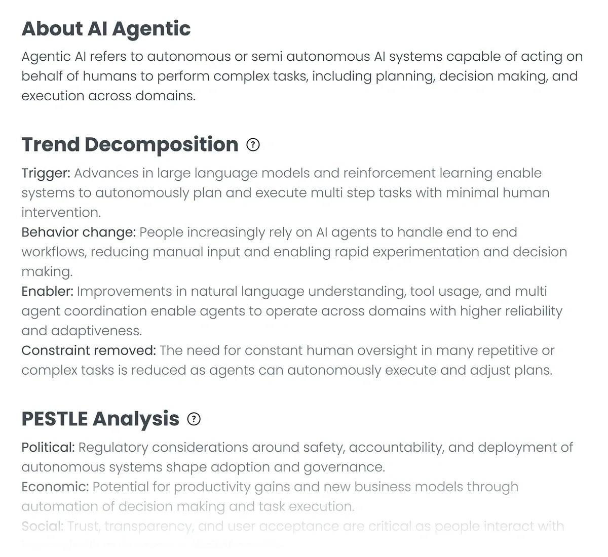 The Keywords Everywhere trend page for AI Agentic contains a long list of relevant factors.