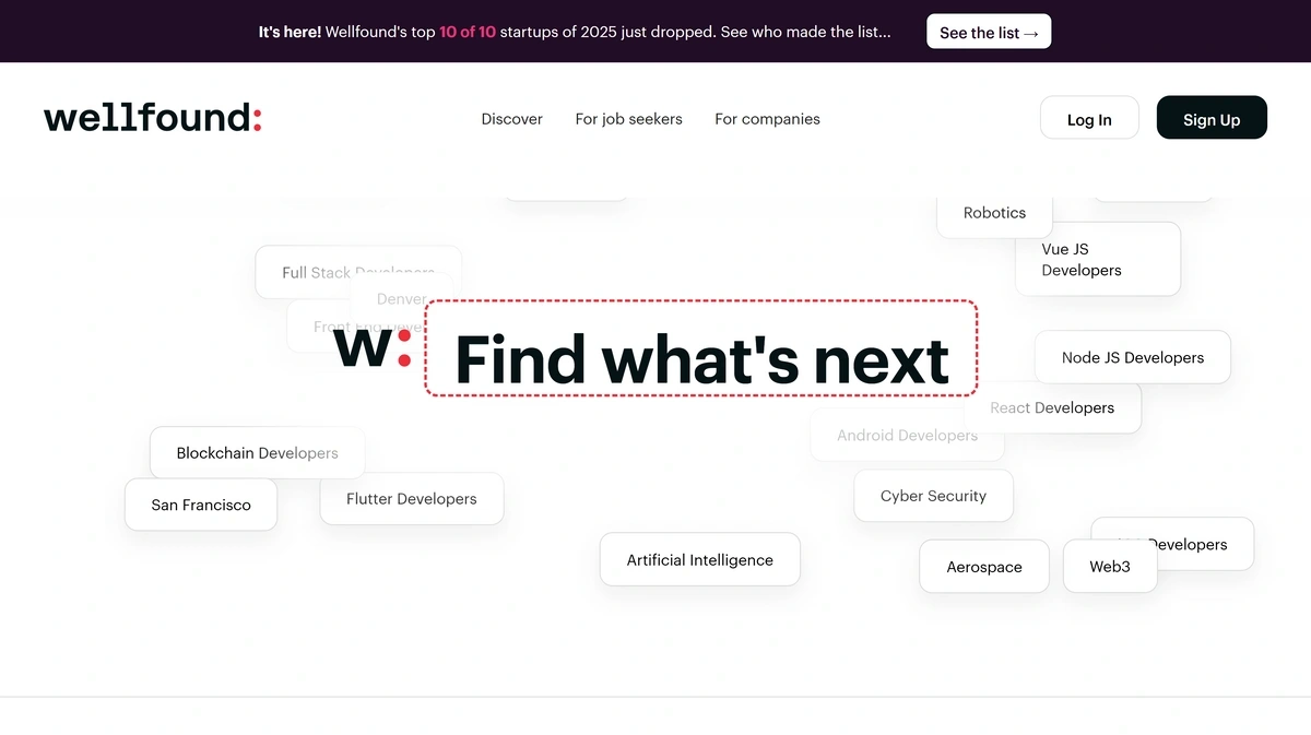 Wellfound homepage