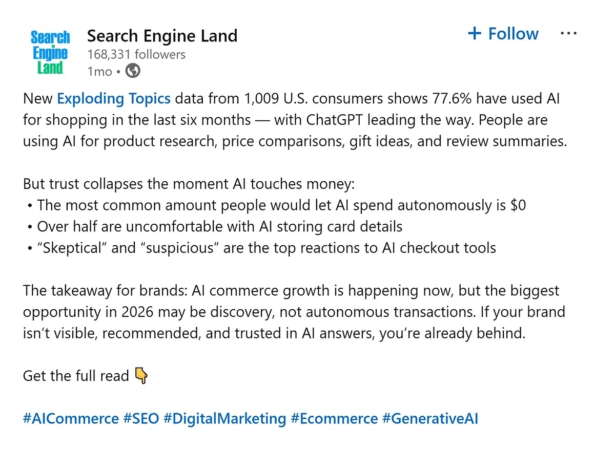 Original research thought leadership post on LinkedIn