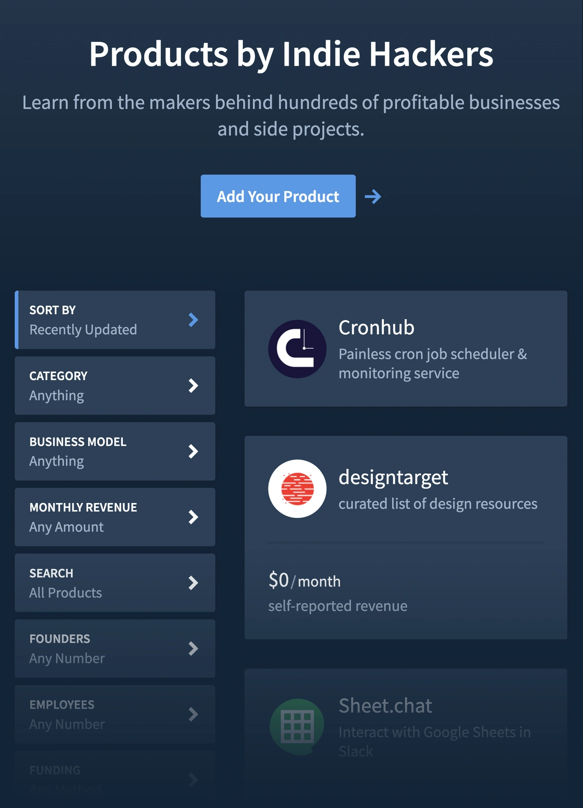 products in indie hackers