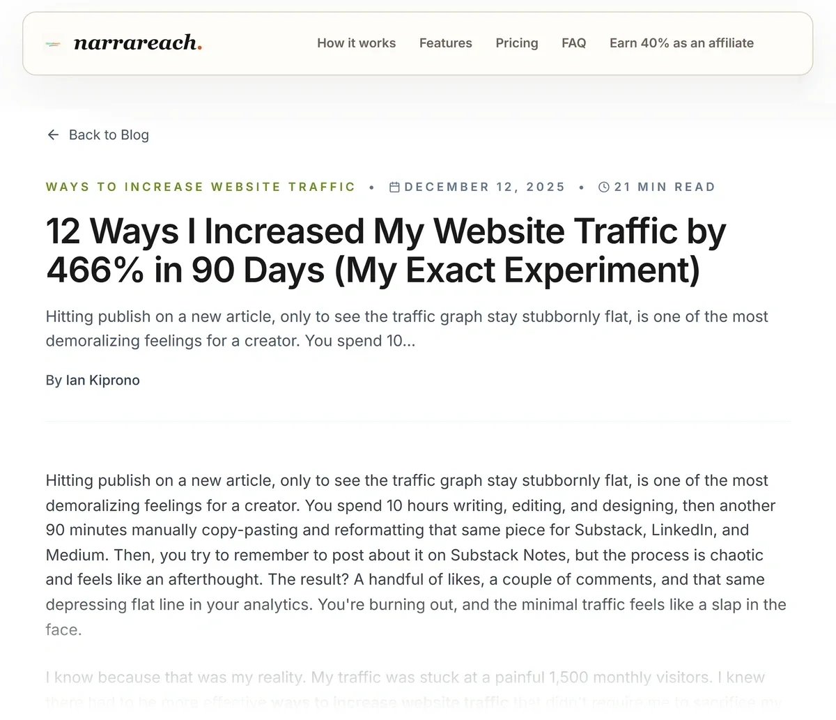 Thought leadership blog post featuring content marketing metrics