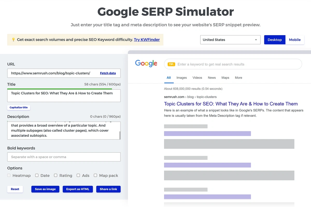 Mangools Google SERP Simulator