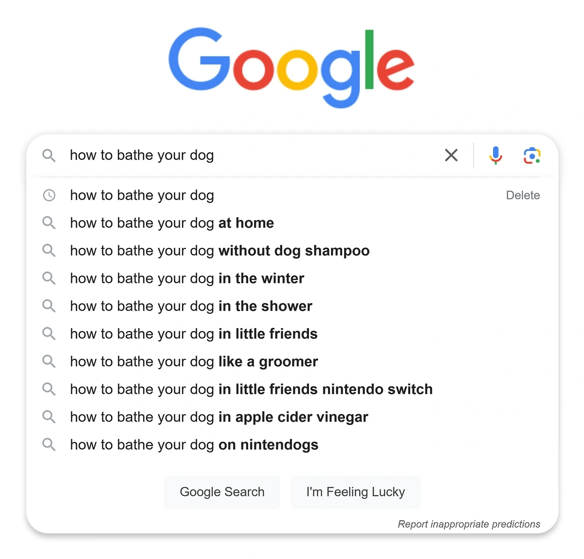 Google autocomplete suggestions