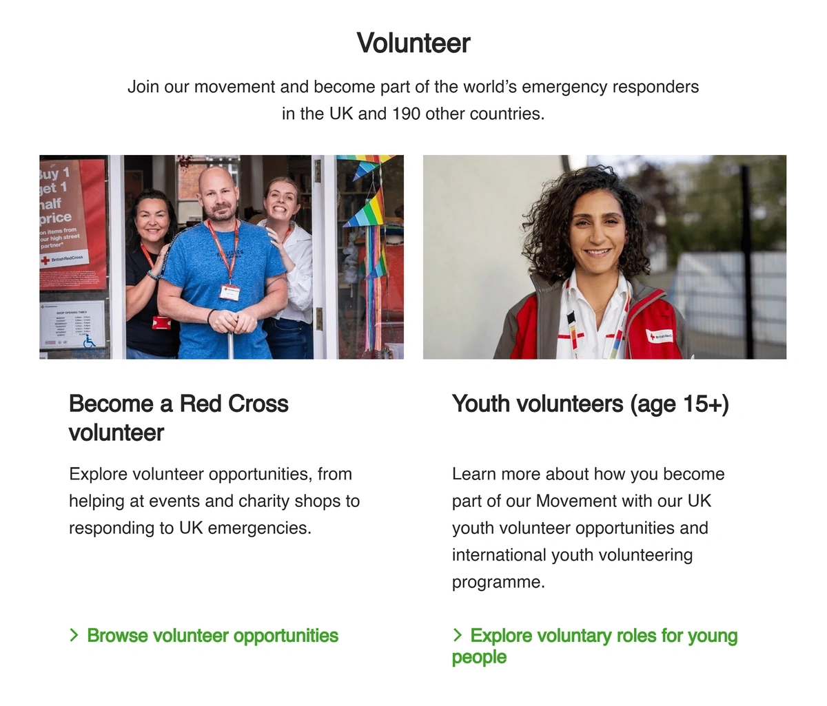 Get Involved page on British Red Cross website