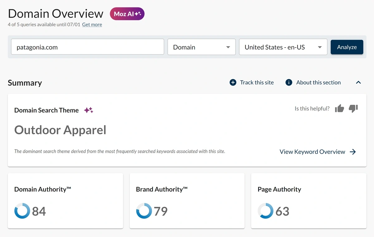 moz domain overview